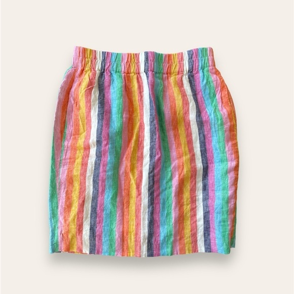 J. Crew NWT Rainbow Stripe Linen Mini Skirt - Picture 3 of 11